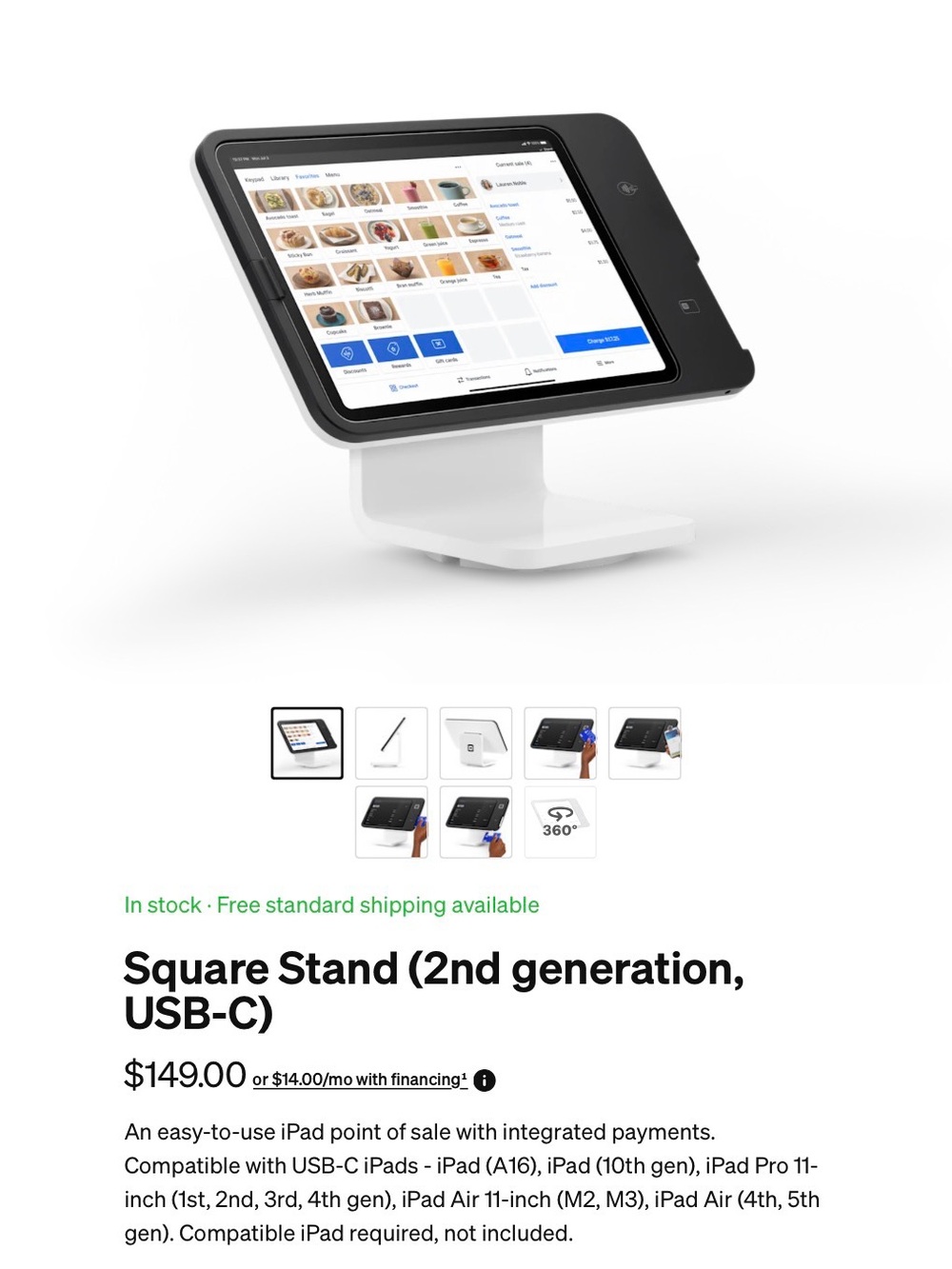 Apple Square Stand 2nd Generation - Black & White with 2D corded scanner